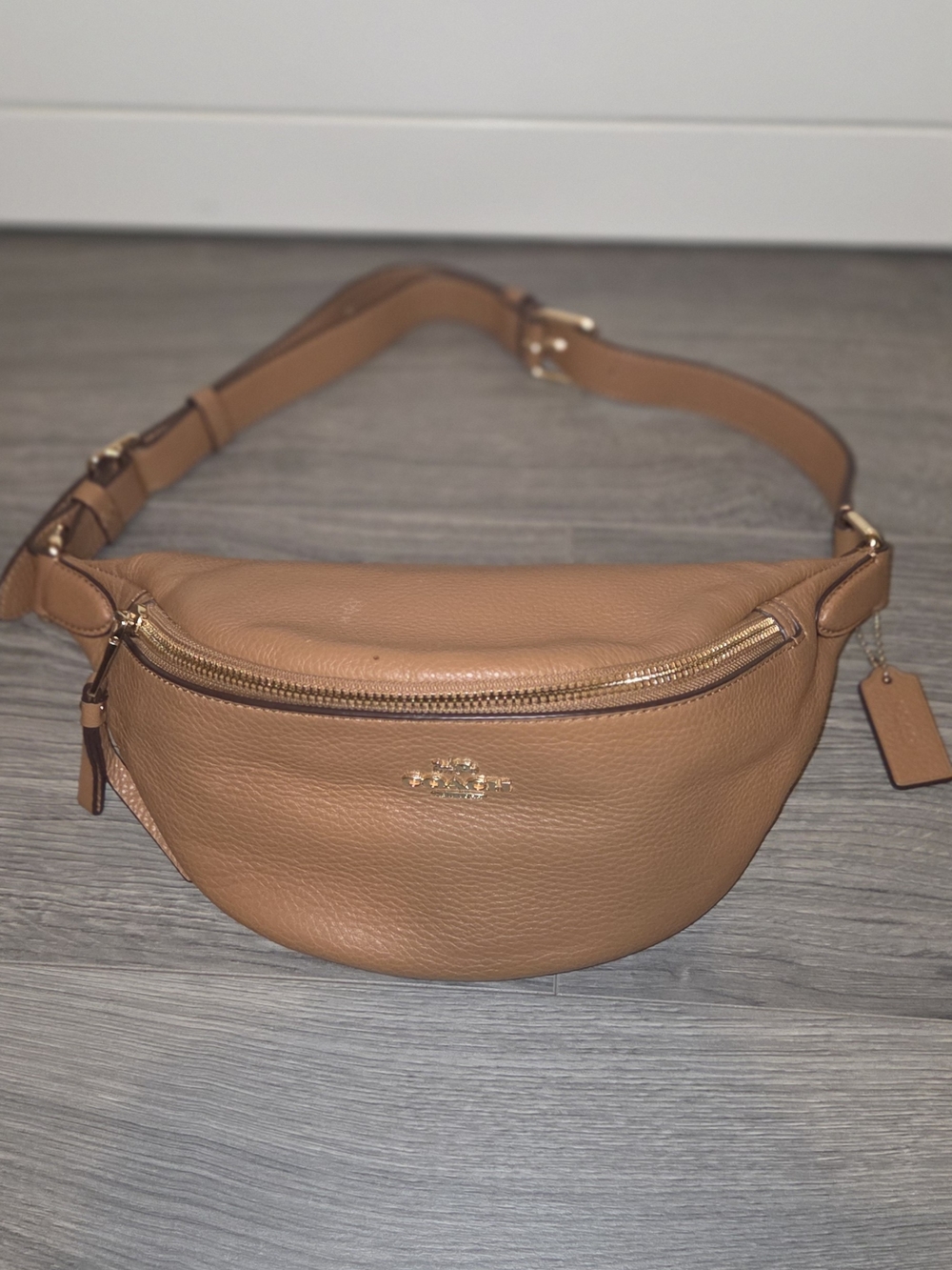 Coach Pebbled Leather Belt Bag in Cognac with Gold Hardware